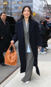 Maya Erskine in a Blue Coat