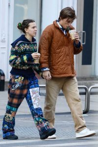 Millie Bobby Brown in a Plaid Colorful Pants