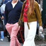 Anna Osceola in a White Pants Was Seen Out with Jon Hamm in New York 03/16/2024