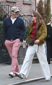 Anna Osceola in a White Pants Was Seen Out with Jon Hamm in New York 03/16/2024