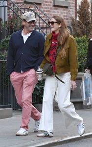 Anna Osceola in a White Pants Was Seen Out with Jon Hamm in New York 03/16/2024