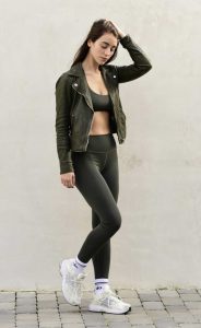 Caylee Cowan in an Olive Leather Jacket