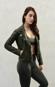 Caylee Cowan in an Olive Leather Jacket