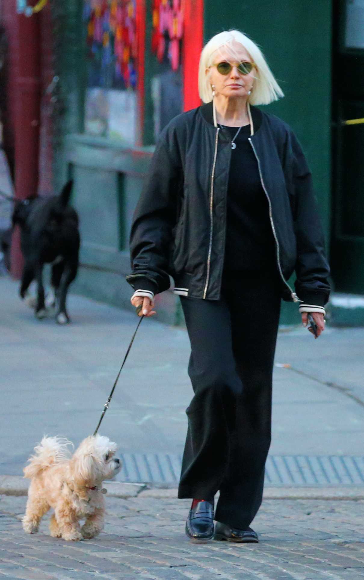 Ellen Barkin in a Black Bomber Jacket