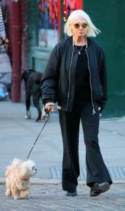 Ellen Barkin in a Black Bomber Jacket