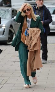 Emma Bunton in a Green Trouser Suit