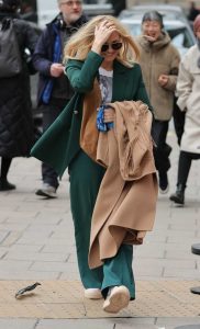 Emma Bunton in a Green Trouser Suit