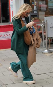 Emma Bunton in a Green Trouser Suit