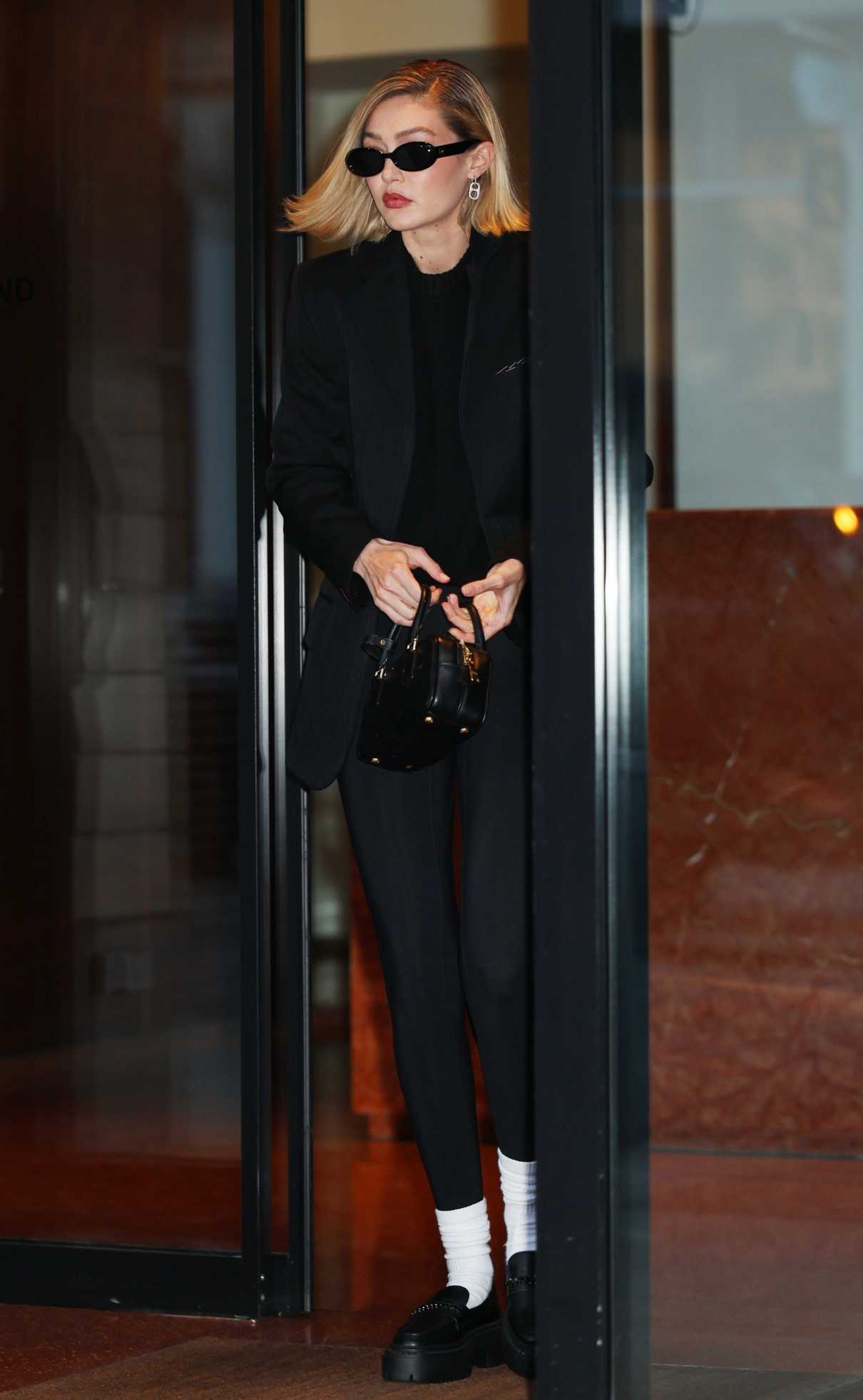 Gigi Hadid in a Black Blazer Leaves
