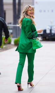 Heidi Klum in a Bright Green Pantsuit