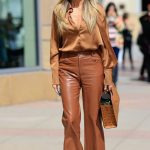 Heidi Klum in a Tan Leather Pants Was Seen Out in Los Angeles 03/16/2024