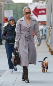 Jennifer Lopez in a Grey Coat