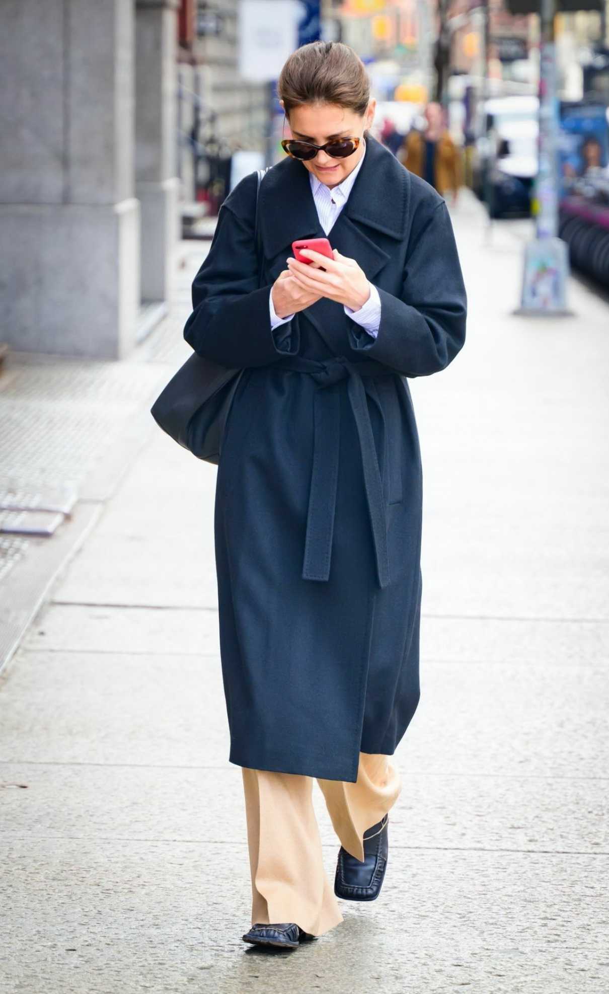 Katie Holmes in a Blue Coat