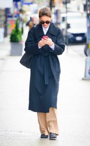 Katie Holmes in a Blue Coat