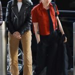 Kristen Stewart in a White Sneakers Arrives at JFK Airport with Dylan Meyer in Los Angeles 03/14/2024