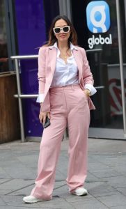 Myleene Klass in a Pink Pantsuit