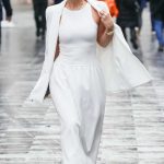 Myleene Klass in a White Outfit Arrives at the Smooth Radio in London 03/29/2024