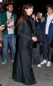Nina Dobrev in a Black Coat