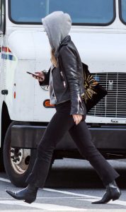 Olivia Wilde in a Black Leather Jacket