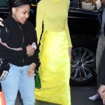 Rebecca Hall in a Yellow Ensemble Arrives at Good Morning America in New York 03/20/2024