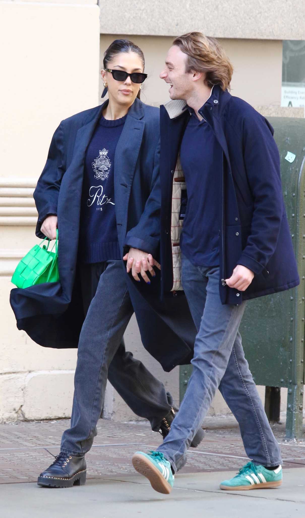 Sistine Stallone in a Blue Coat