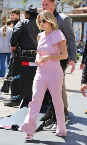 Sydney Sweeney in a Pink Catsuit