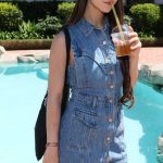 Caylee Cowan in a Blue Denim Dress Attends CLD PR Pre-Festival House in Beverly Hills 04/09/2024