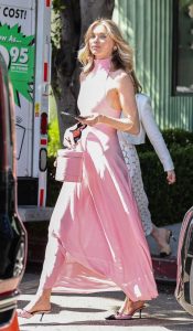 Elsa Hosk in a Pink Dress