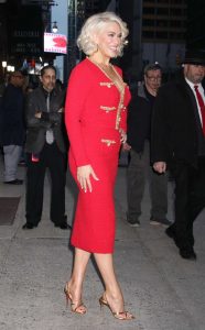 Hannah Waddingham in a Red Dress