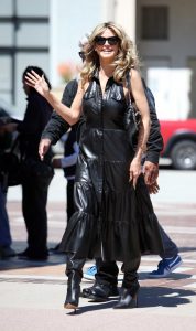 Heidi Klum in a Black Leather Dress