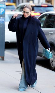Jennifer Lopez in a Blue Coat