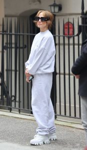 Jennifer Lopez in a Grey Sweatsuit