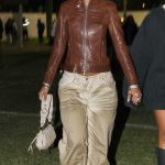 Juliana Nalu in a Brown Leather Jacket Was Seen During 2024 Coachella Valley Music and Arts Festival in Indio 04/13/2024