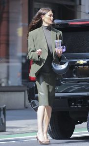 Karlie Kloss in an Olive Blazer