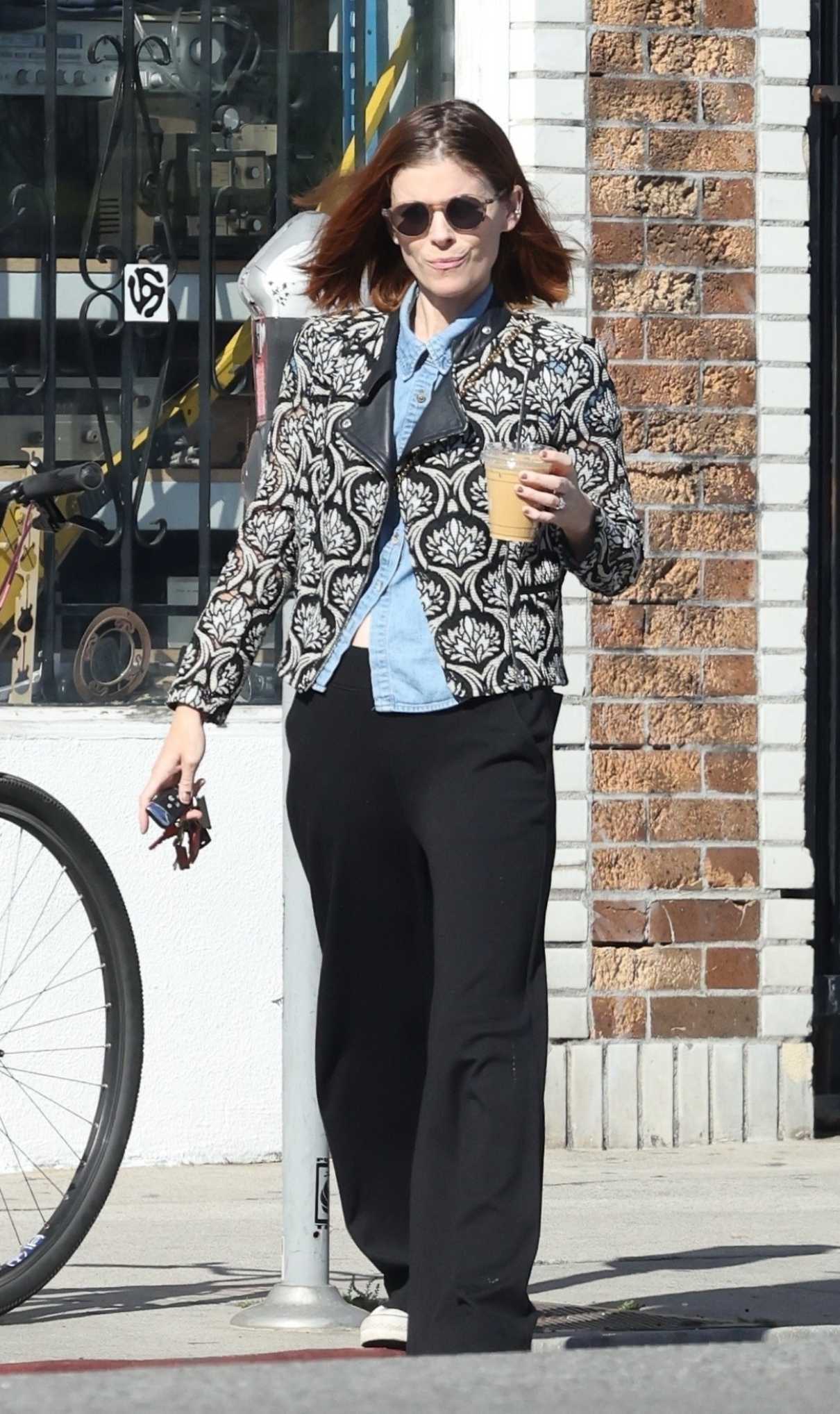 Kate Mara in a Patterned Floral Jacket