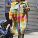 Katharine McPhee in a Colorful Coat Arrives at the Farmers Market in Beverly Hills 04/07/2024