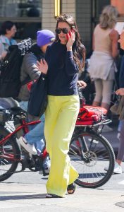 Katie Holmes in a Neon Yellow Pants