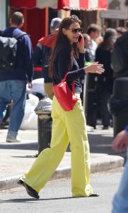 Katie Holmes in a Neon Yellow Pants