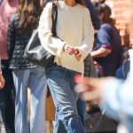 Katie Holmes in a White Sweater Was Seen Out in New York 04/21/2024