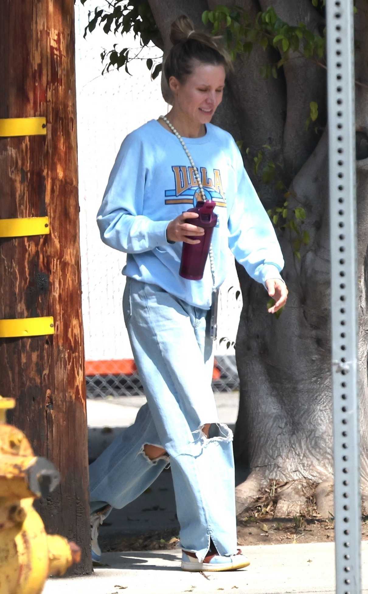 Kristen Bell in a Blue Sweatshirt