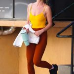 Olivia Wilde in a Yellow Top Leaves the Tracy Anderson Method Studio Gym in Studio City 04/16/2024