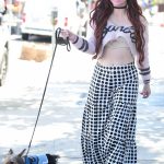 Phoebe Price in a White Polka Dot Skirt Walks Her Dog in Los Angeles 04/07/2024