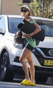 Rita Ora in a Black Spandex Shorts