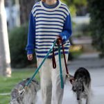 Tallulah Willis in a Striped Sweater Walks Her Dogs in Los Angeles 04/11/2024