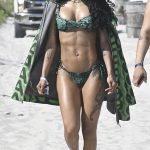 Teyana Taylor in a Green Bikini on the Beach in Miami 04/01/2024