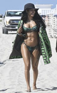 Teyana Taylor in a Green Bikini