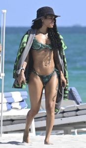 Teyana Taylor in a Green Bikini