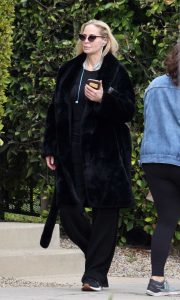 Christina Fulton in a Black Fur Coat