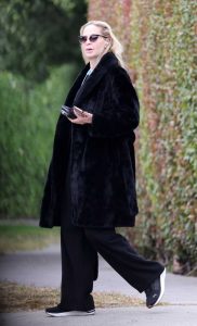 Christina Fulton in a Black Fur Coat