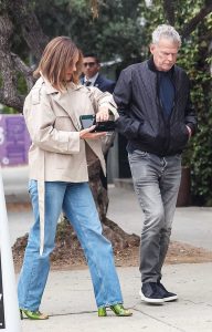 Katharine McPhee in a Beige Jacket